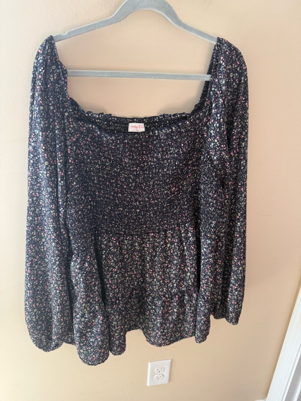 HAILEY & CO smocked Babydoll Boho Top 3X